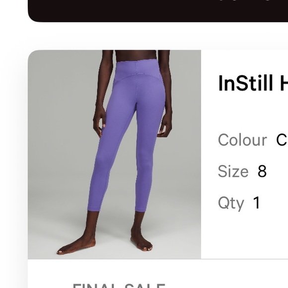 Lululemon instill high rise purple legging size 8 like new - Picture 8 of 8